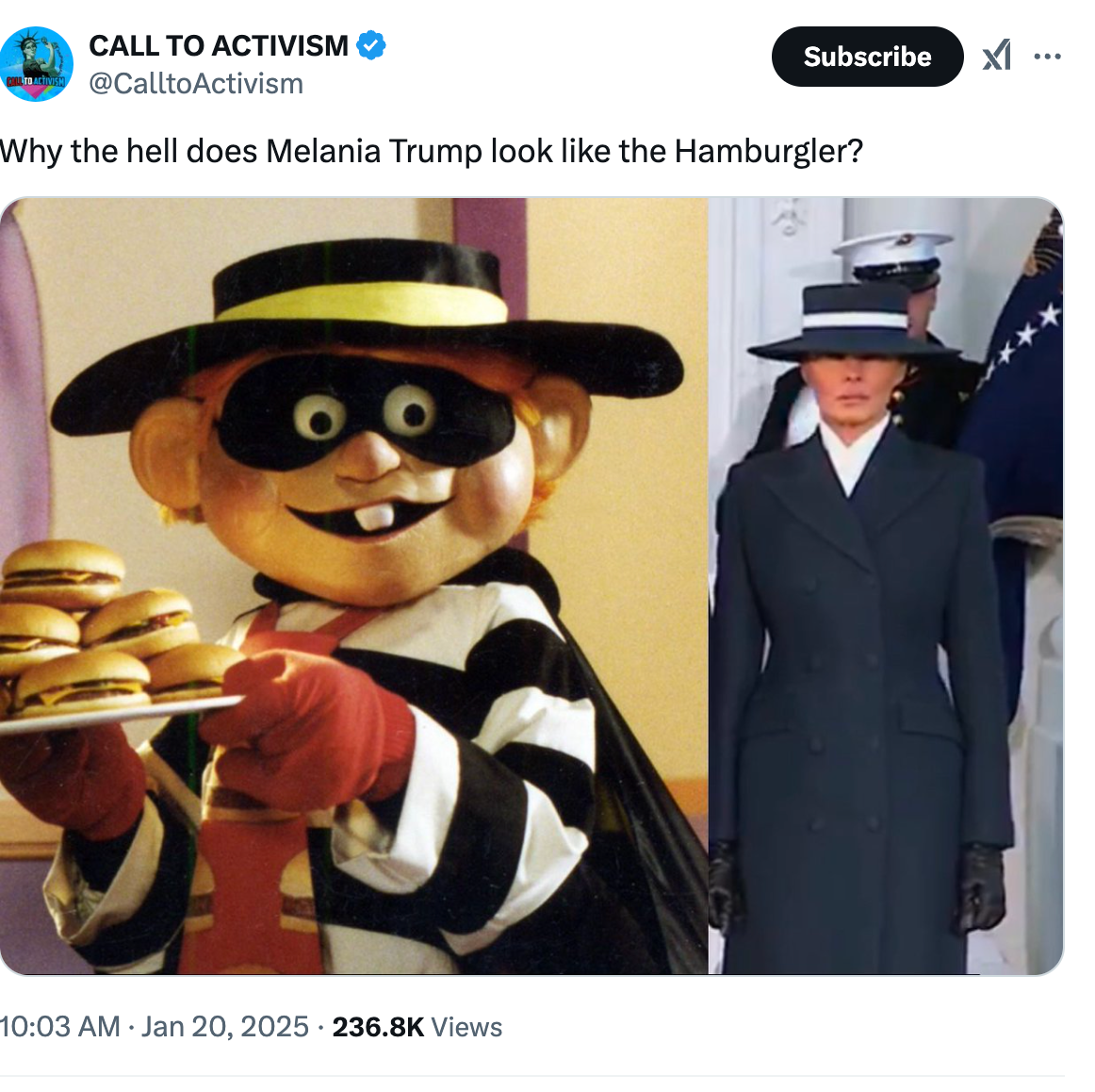  Ladr n De Hamburguesas El Sombrero De Investidura De Melania Trump 